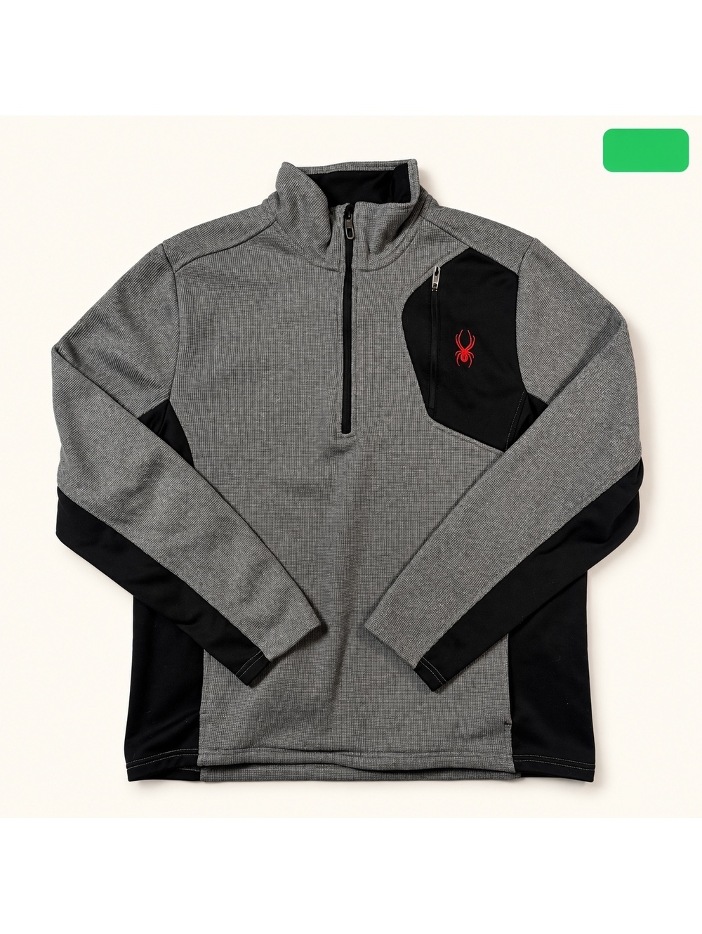 Spyder Gray Black 1/4-Zip Fleece Pullover XL